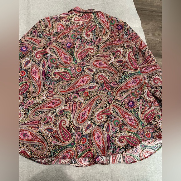 [2XL]CHAPS No-Iron Pink Paisley Button Shirt WMN - Picture 10 of 10